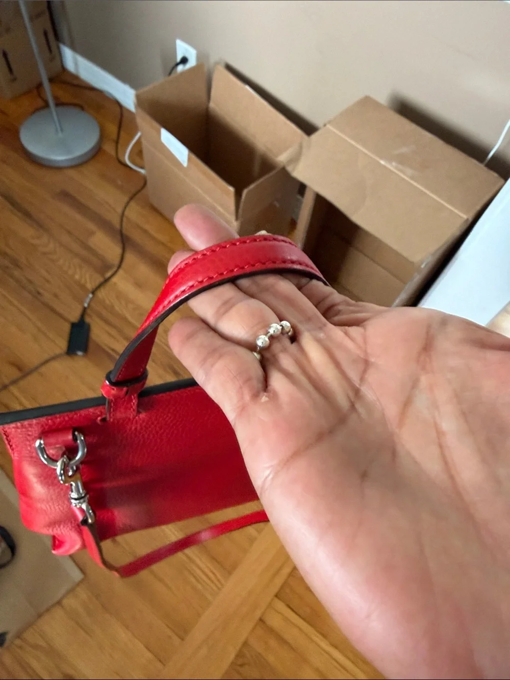 Red Women's Leather Top-Handle Handbag